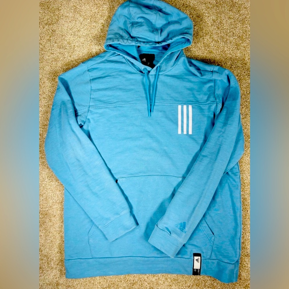 Powder Blue Adidas Men’s Hoodie w/ Kangaroo Pocket